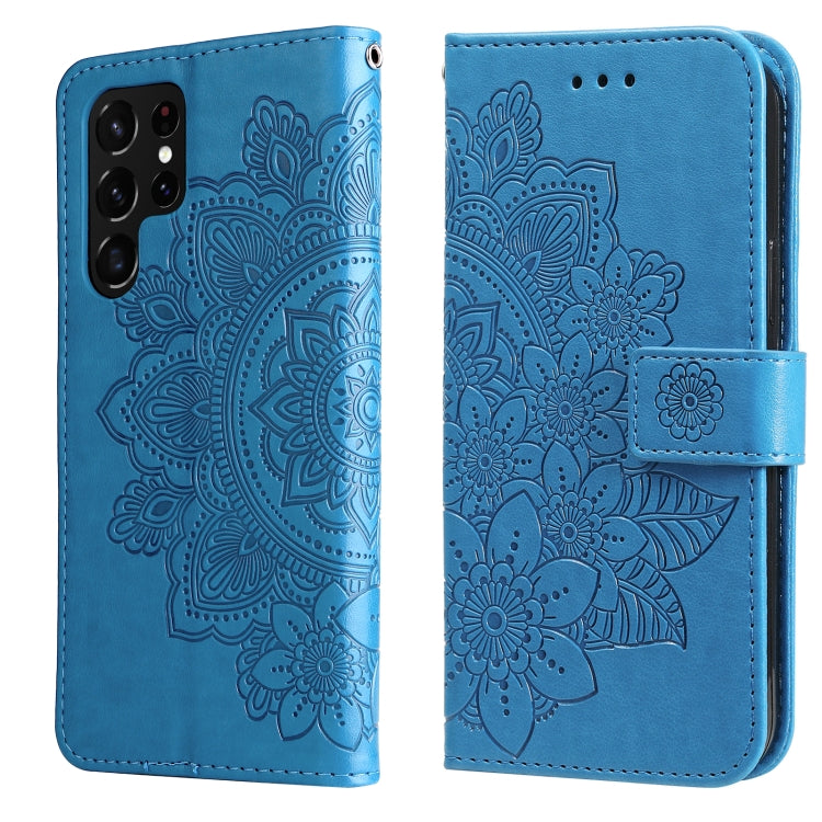 7-petal Flowers Embossed Flip Leather Phone Case with Holder & Card Slots, Samsung Galaxy S22 UItra 5G, For Samsung Galaxy A03s (164.2mm)