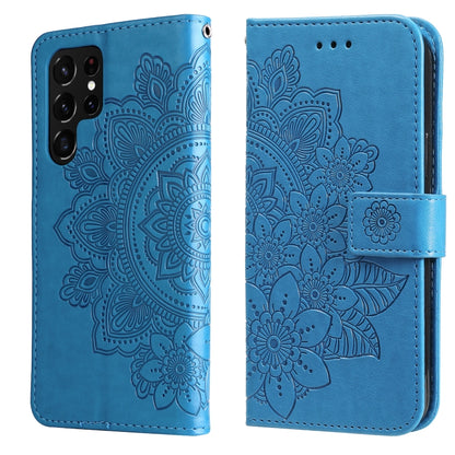 7-petal Flowers Embossed Flip Leather Phone Case with Holder & Card Slots, Samsung Galaxy S22 UItra 5G, For Samsung Galaxy A03s (164.2mm)
