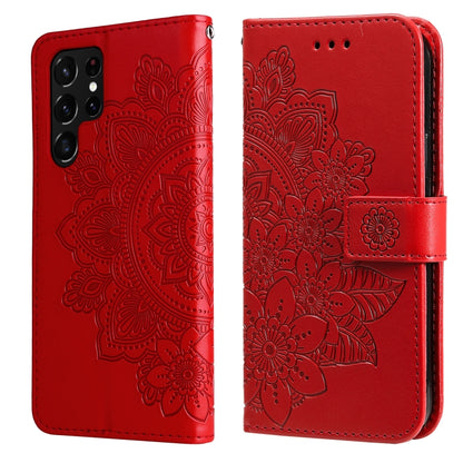 7-petal Flowers Embossed Flip Leather Phone Case with Holder & Card Slots, Samsung Galaxy S22 UItra 5G, For Samsung Galaxy A03s (164.2mm)