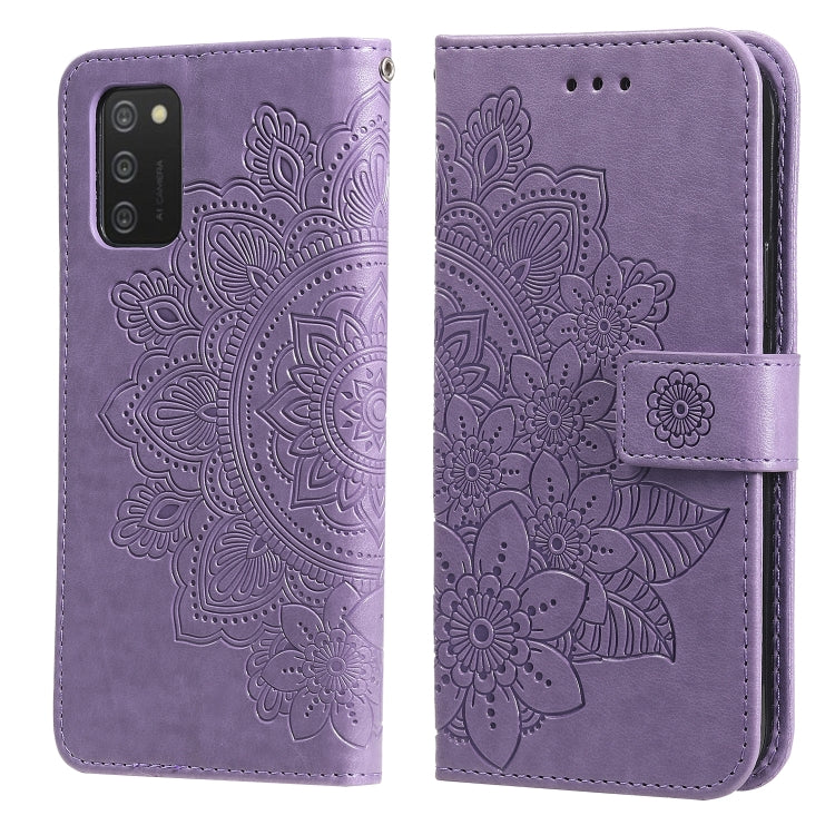 7-petal Flowers Embossed Flip Leather Phone Case with Holder & Card Slots, Samsung Galaxy S22 UItra 5G, For Samsung Galaxy A03s (164.2mm)