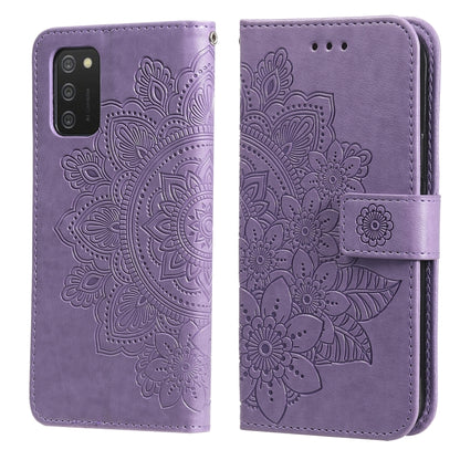7-petal Flowers Embossed Flip Leather Phone Case with Holder & Card Slots, Samsung Galaxy S22 UItra 5G, For Samsung Galaxy A03s (164.2mm)
