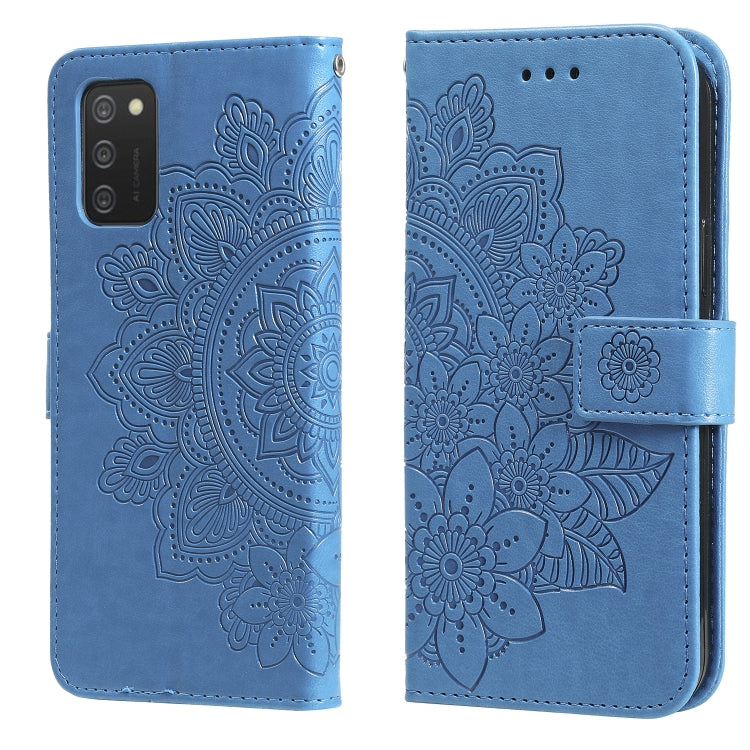 7-petal Flowers Embossed Flip Leather Phone Case with Holder & Card Slots, Samsung Galaxy S22 UItra 5G, For Samsung Galaxy A03s (164.2mm)