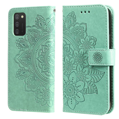7-petal Flowers Embossed Flip Leather Phone Case with Holder & Card Slots, Samsung Galaxy S22 UItra 5G, For Samsung Galaxy A03s (164.2mm)