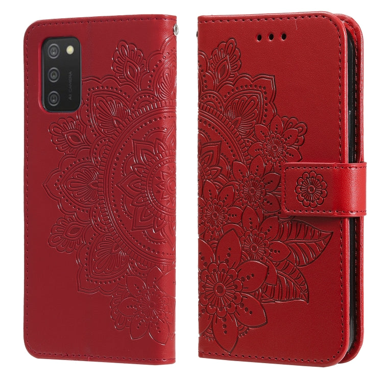 7-petal Flowers Embossed Flip Leather Phone Case with Holder & Card Slots, Samsung Galaxy S22 UItra 5G, For Samsung Galaxy A03s (164.2mm)