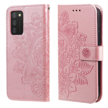 7-petal Flowers Embossed Flip Leather Phone Case with Holder & Card Slots, Samsung Galaxy S22 UItra 5G, For Samsung Galaxy A03s (164.2mm)