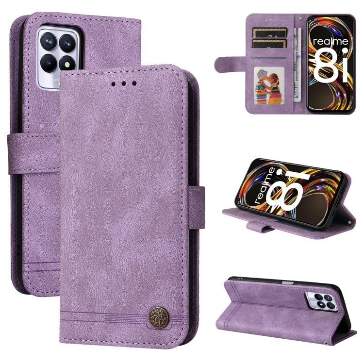 Skin Feel Life Tree Metal Button Horizontal Flip Leather Phone Case, For OPPO Realme 8i, For OPPO Realme GT NEO2, For OPPO Reno6 4G, For Huawei Nova 8i / Honor 50 Lite