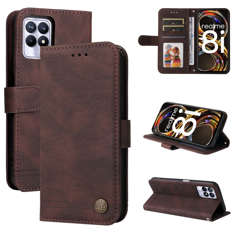 Skin Feel Life Tree Metal Button Horizontal Flip Leather Phone Case, For OPPO Realme 8i, For OPPO Realme GT NEO2, For OPPO Reno6 4G, For Huawei Nova 8i / Honor 50 Lite