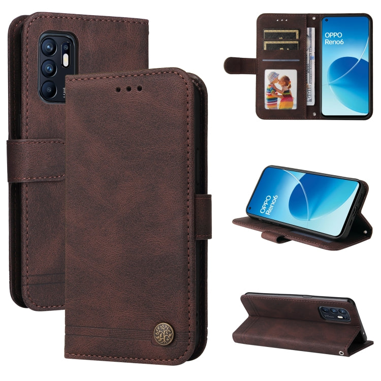 Skin Feel Life Tree Metal Button Horizontal Flip Leather Phone Case, For OPPO Realme 8i, For OPPO Realme GT NEO2, For OPPO Reno6 4G, For Huawei Nova 8i / Honor 50 Lite