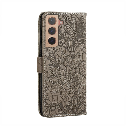 Lace Flower Leather Phone Case with Holder & Card Slots & Wallet & Photo Frame, For Samsung Galaxy S22 5G, For Samsung Galaxy S22 Ultra 5G, For Samsung Galaxy S22+ 5G, For Xiaomi Redmi Note 11
