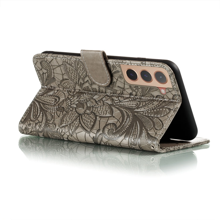 Lace Flower Leather Phone Case with Holder & Card Slots & Wallet & Photo Frame, For Samsung Galaxy S22 5G, For Samsung Galaxy S22 Ultra 5G, For Samsung Galaxy S22+ 5G, For Xiaomi Redmi Note 11