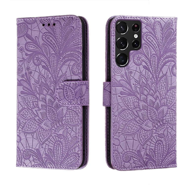 Lace Flower Leather Phone Case with Holder & Card Slots & Wallet & Photo Frame, For Samsung Galaxy S22 5G, For Samsung Galaxy S22 Ultra 5G, For Samsung Galaxy S22+ 5G, For Xiaomi Redmi Note 11