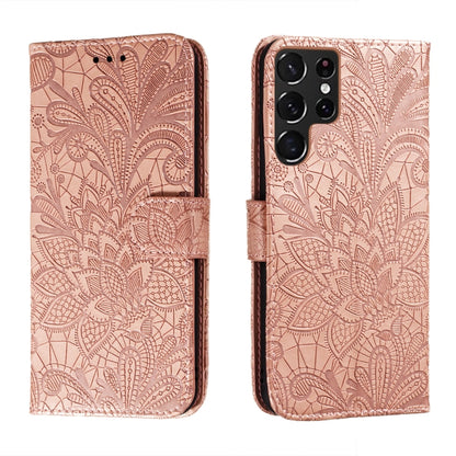 Lace Flower Leather Phone Case with Holder & Card Slots & Wallet & Photo Frame, For Samsung Galaxy S22 5G, For Samsung Galaxy S22 Ultra 5G, For Samsung Galaxy S22+ 5G, For Xiaomi Redmi Note 11