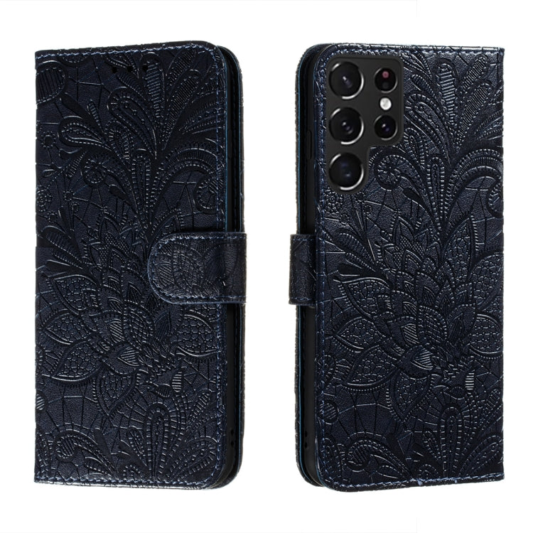 Lace Flower Leather Phone Case with Holder & Card Slots & Wallet & Photo Frame, For Samsung Galaxy S22 5G, For Samsung Galaxy S22 Ultra 5G, For Samsung Galaxy S22+ 5G, For Xiaomi Redmi Note 11