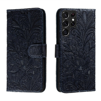 Lace Flower Leather Phone Case with Holder & Card Slots & Wallet & Photo Frame, For Samsung Galaxy S22 5G, For Samsung Galaxy S22 Ultra 5G, For Samsung Galaxy S22+ 5G, For Xiaomi Redmi Note 11