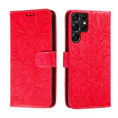 Lace Flower Leather Phone Case with Holder & Card Slots & Wallet & Photo Frame, For Samsung Galaxy S22 5G, For Samsung Galaxy S22 Ultra 5G, For Samsung Galaxy S22+ 5G, For Xiaomi Redmi Note 11