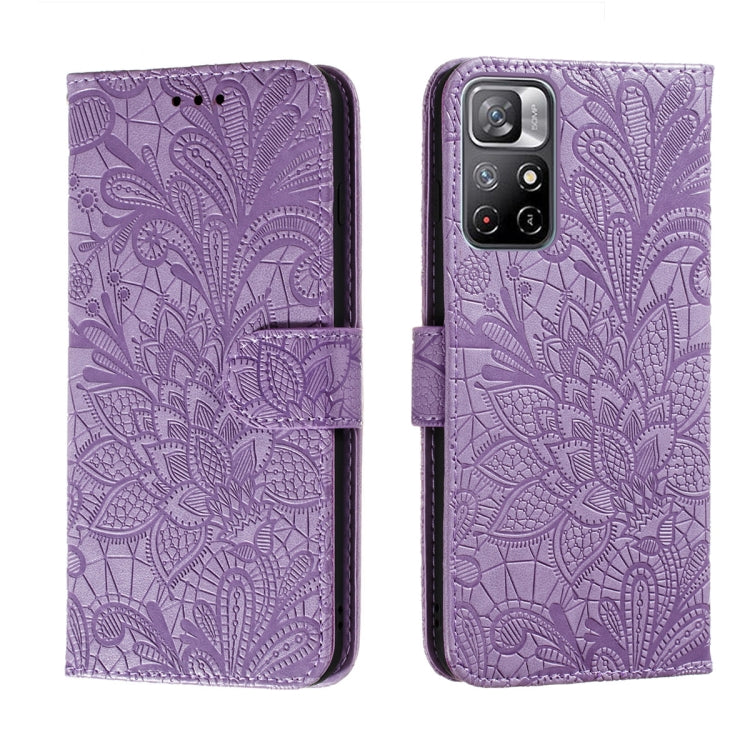 Lace Flower Leather Phone Case with Holder & Card Slots & Wallet & Photo Frame, For Samsung Galaxy S22 5G, For Samsung Galaxy S22 Ultra 5G, For Samsung Galaxy S22+ 5G, For Xiaomi Redmi Note 11