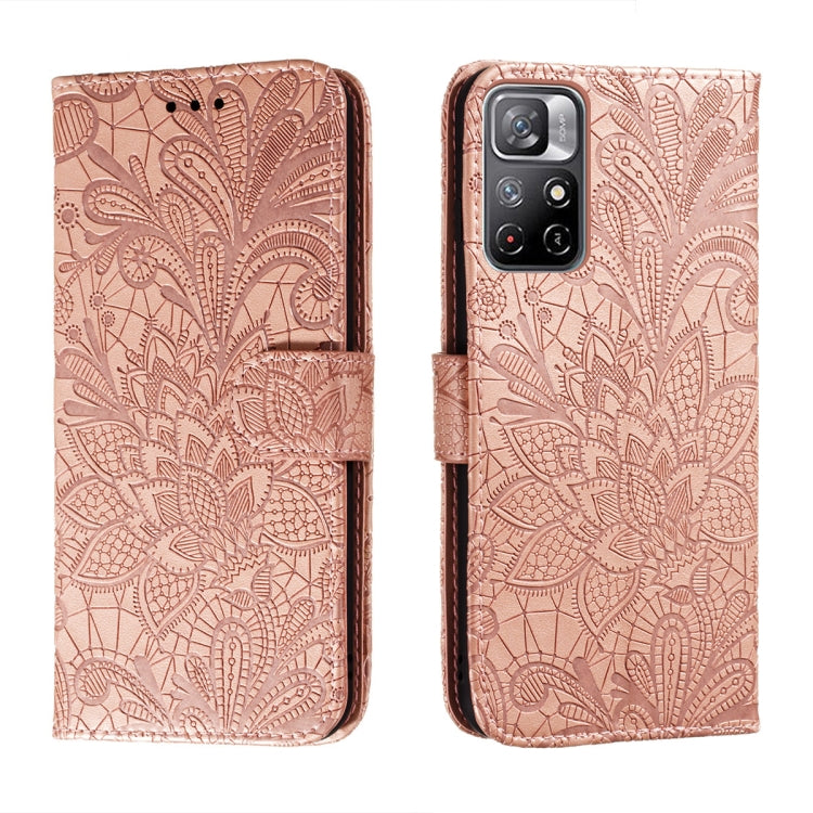Lace Flower Leather Phone Case with Holder & Card Slots & Wallet & Photo Frame, For Samsung Galaxy S22 5G, For Samsung Galaxy S22 Ultra 5G, For Samsung Galaxy S22+ 5G, For Xiaomi Redmi Note 11