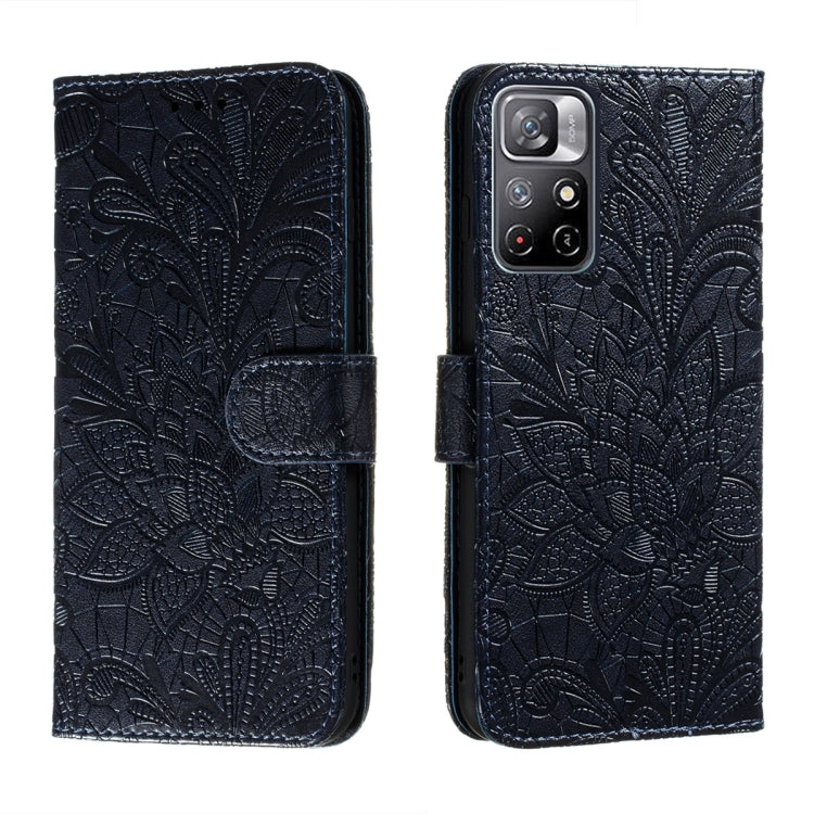 Lace Flower Leather Phone Case with Holder & Card Slots & Wallet & Photo Frame, For Samsung Galaxy S22 5G, For Samsung Galaxy S22 Ultra 5G, For Samsung Galaxy S22+ 5G, For Xiaomi Redmi Note 11