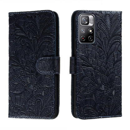 Lace Flower Leather Phone Case with Holder & Card Slots & Wallet & Photo Frame, For Samsung Galaxy S22 5G, For Samsung Galaxy S22 Ultra 5G, For Samsung Galaxy S22+ 5G, For Xiaomi Redmi Note 11