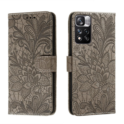 Lace Flower Leather Phone Case with Holder & Card Slots & Wallet & Photo Frame, For Xiaomi Redmi Note 11 Pro