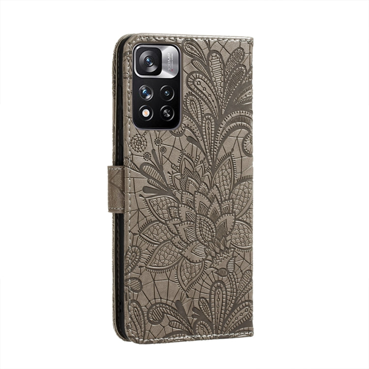 Lace Flower Leather Phone Case with Holder & Card Slots & Wallet & Photo Frame, For Xiaomi Redmi Note 11 Pro