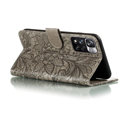 Lace Flower Leather Phone Case with Holder & Card Slots & Wallet & Photo Frame, For Xiaomi Redmi Note 11 Pro