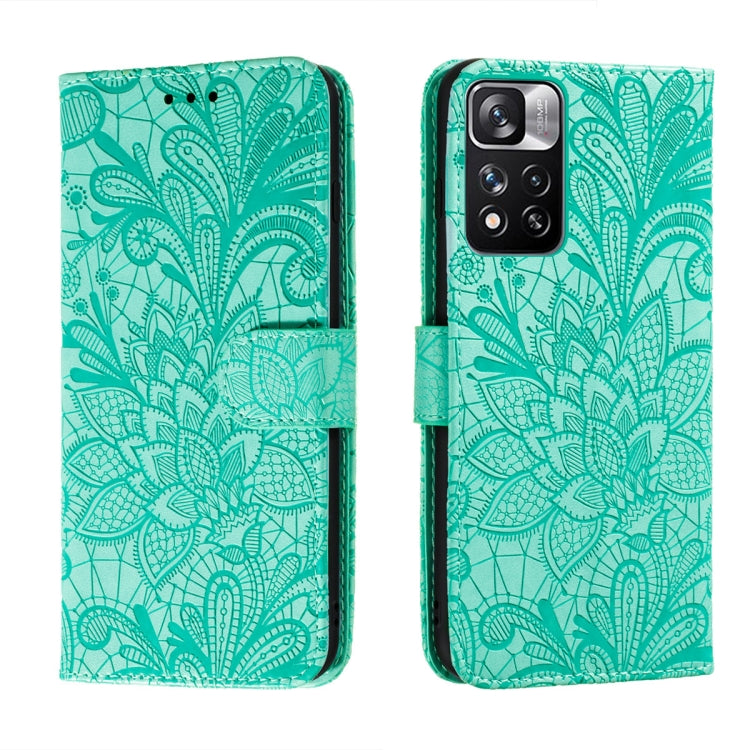 Lace Flower Leather Phone Case with Holder & Card Slots & Wallet & Photo Frame, For Xiaomi Redmi Note 11 Pro