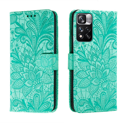Lace Flower Leather Phone Case with Holder & Card Slots & Wallet & Photo Frame, For Xiaomi Redmi Note 11 Pro