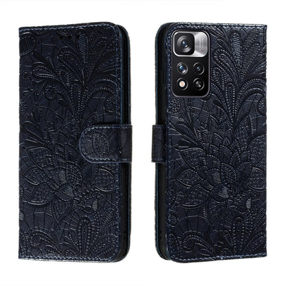 Lace Flower Leather Phone Case with Holder & Card Slots & Wallet & Photo Frame, For Xiaomi Redmi Note 11 Pro