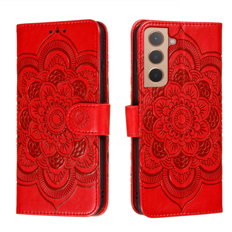 Sun Mandala Embossing Pattern Phone Leather Case with Holder & Card Slots & Wallet & Lanyard, For Samsung Galaxy S22 5G, For Samsung Galaxy S22 Ultra 5G, For Samsung Galaxy S22+ 5G