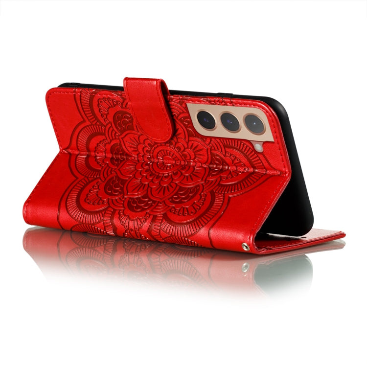 Sun Mandala Embossing Pattern Phone Leather Case with Holder & Card Slots & Wallet & Lanyard, For Samsung Galaxy S22 5G, For Samsung Galaxy S22 Ultra 5G, For Samsung Galaxy S22+ 5G