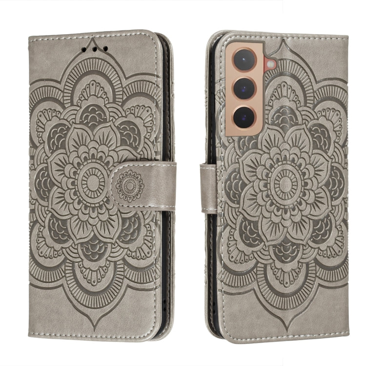 Sun Mandala Embossing Pattern Phone Leather Case with Holder & Card Slots & Wallet & Lanyard, For Samsung Galaxy S22 5G, For Samsung Galaxy S22 Ultra 5G, For Samsung Galaxy S22+ 5G