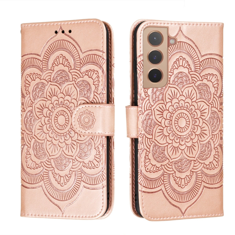 Sun Mandala Embossing Pattern Phone Leather Case with Holder & Card Slots & Wallet & Lanyard, For Samsung Galaxy S22 5G, For Samsung Galaxy S22 Ultra 5G, For Samsung Galaxy S22+ 5G