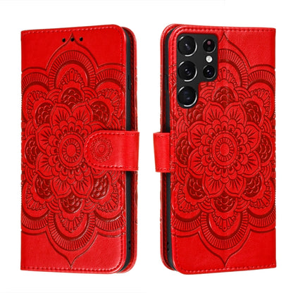 Sun Mandala Embossing Pattern Phone Leather Case with Holder & Card Slots & Wallet & Lanyard, For Samsung Galaxy S22 5G, For Samsung Galaxy S22 Ultra 5G, For Samsung Galaxy S22+ 5G