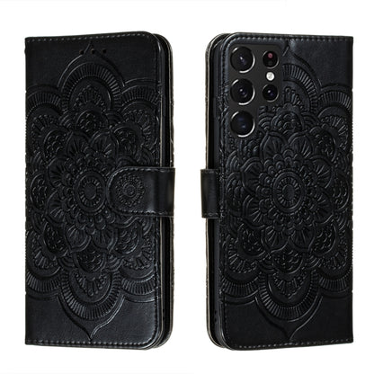 Sun Mandala Embossing Pattern Phone Leather Case with Holder & Card Slots & Wallet & Lanyard, For Samsung Galaxy S22 5G, For Samsung Galaxy S22 Ultra 5G, For Samsung Galaxy S22+ 5G