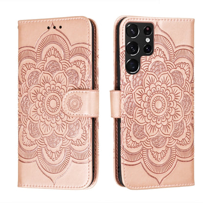 Sun Mandala Embossing Pattern Phone Leather Case with Holder & Card Slots & Wallet & Lanyard, For Samsung Galaxy S22 5G, For Samsung Galaxy S22 Ultra 5G, For Samsung Galaxy S22+ 5G