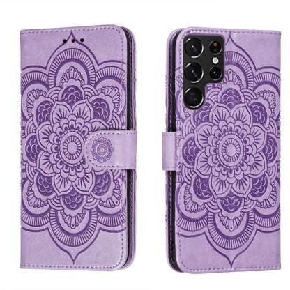 Sun Mandala Embossing Pattern Phone Leather Case with Holder & Card Slots & Wallet & Lanyard, For Samsung Galaxy S22 5G, For Samsung Galaxy S22 Ultra 5G, For Samsung Galaxy S22+ 5G