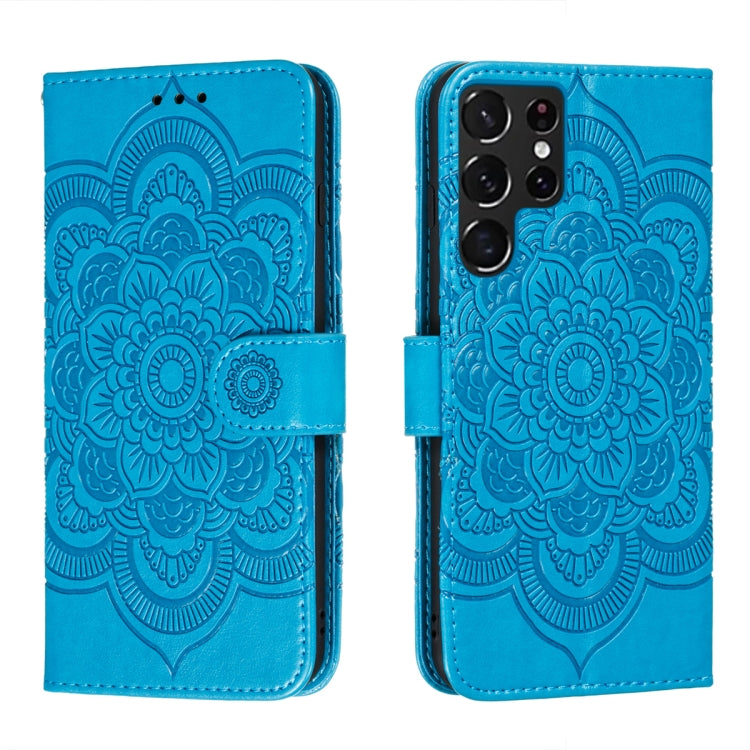 Sun Mandala Embossing Pattern Phone Leather Case with Holder & Card Slots & Wallet & Lanyard, For Samsung Galaxy S22 5G, For Samsung Galaxy S22 Ultra 5G, For Samsung Galaxy S22+ 5G