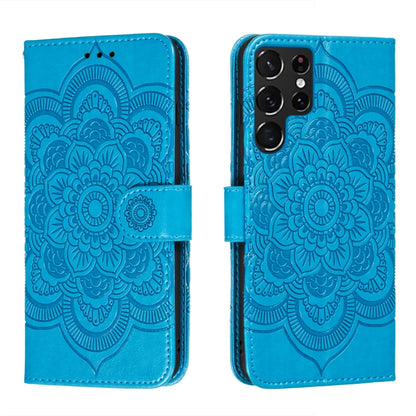 Sun Mandala Embossing Pattern Phone Leather Case with Holder & Card Slots & Wallet & Lanyard, For Samsung Galaxy S22 5G, For Samsung Galaxy S22 Ultra 5G, For Samsung Galaxy S22+ 5G