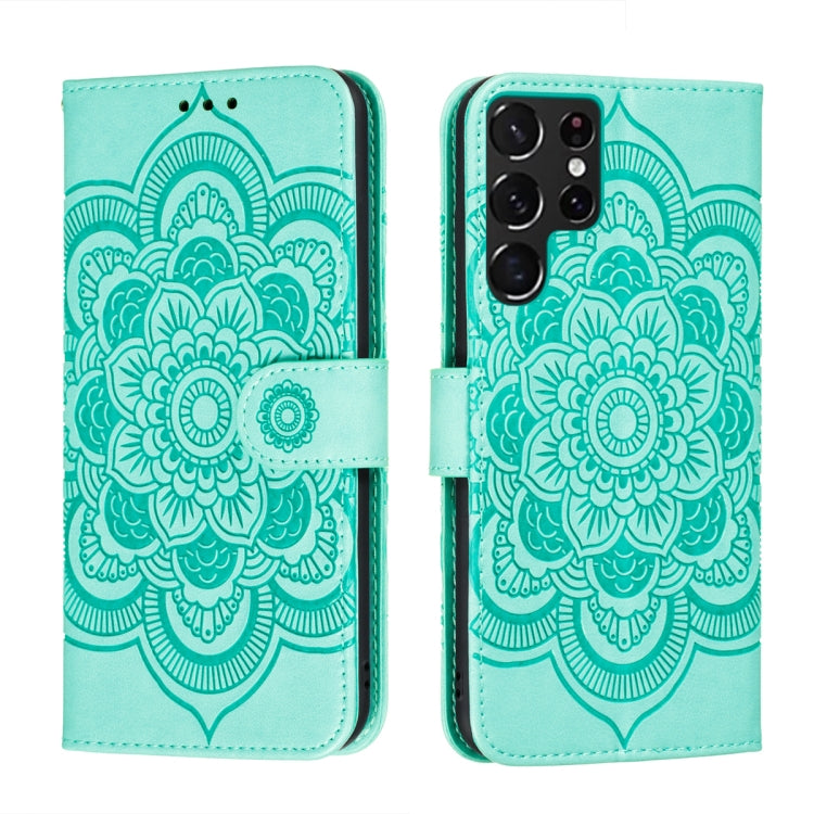 Sun Mandala Embossing Pattern Phone Leather Case with Holder & Card Slots & Wallet & Lanyard, For Samsung Galaxy S22 5G, For Samsung Galaxy S22 Ultra 5G, For Samsung Galaxy S22+ 5G