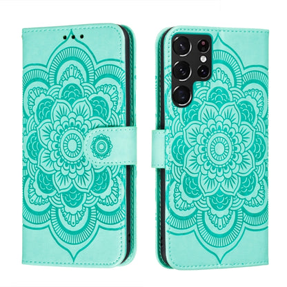 Sun Mandala Embossing Pattern Phone Leather Case with Holder & Card Slots & Wallet & Lanyard, For Samsung Galaxy S22 5G, For Samsung Galaxy S22 Ultra 5G, For Samsung Galaxy S22+ 5G