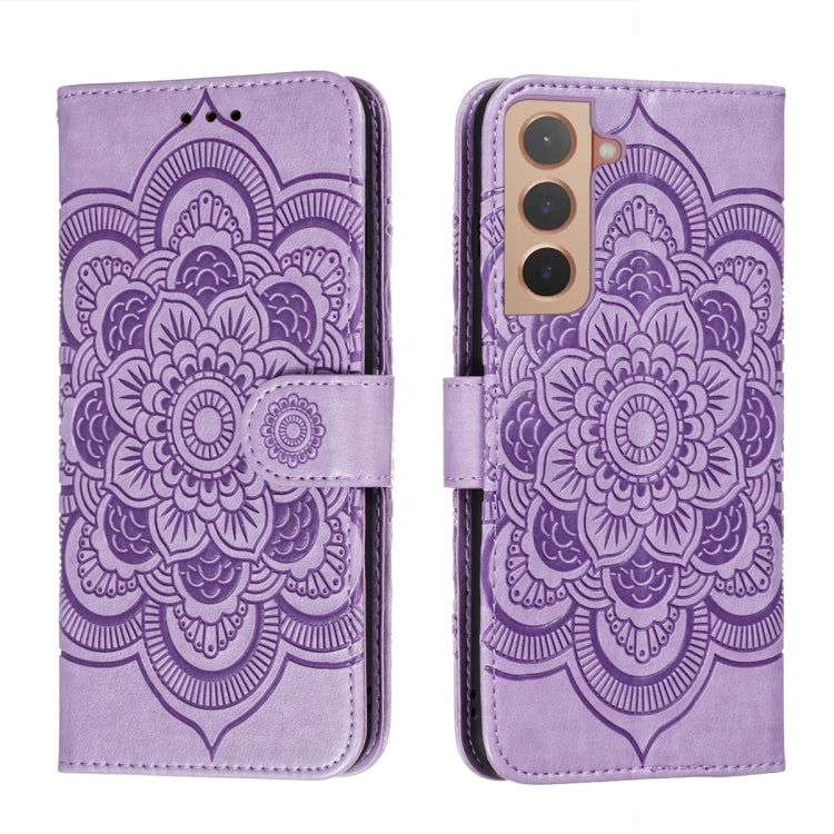 Sun Mandala Embossing Pattern Phone Leather Case with Holder & Card Slots & Wallet & Lanyard, For Samsung Galaxy S22 5G, For Samsung Galaxy S22 Ultra 5G, For Samsung Galaxy S22+ 5G