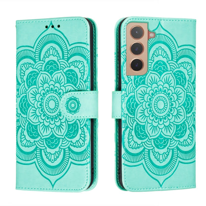 Sun Mandala Embossing Pattern Phone Leather Case with Holder & Card Slots & Wallet & Lanyard, For Samsung Galaxy S22 5G, For Samsung Galaxy S22 Ultra 5G, For Samsung Galaxy S22+ 5G