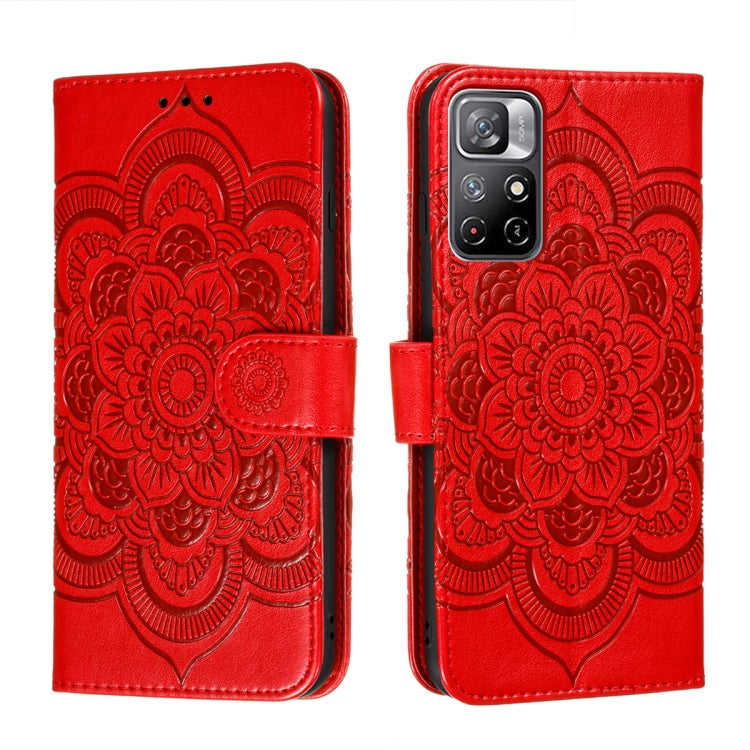 Sun Mandala Embossing Pattern Phone Leather Case with Holder & Card Slots & Wallet & Lanyard, For Xiaomi Redmi Note 11, For Xiaomi Redmi Note 11 Pro