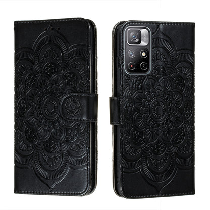 Sun Mandala Embossing Pattern Phone Leather Case with Holder & Card Slots & Wallet & Lanyard, For Xiaomi Redmi Note 11, For Xiaomi Redmi Note 11 Pro