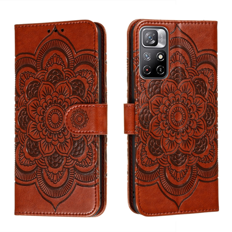 Sun Mandala Embossing Pattern Phone Leather Case with Holder & Card Slots & Wallet & Lanyard, For Xiaomi Redmi Note 11, For Xiaomi Redmi Note 11 Pro