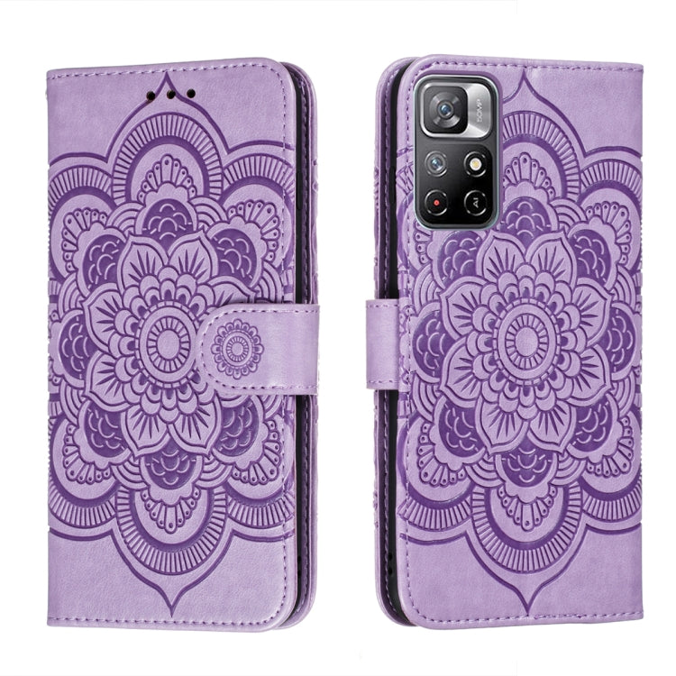 Sun Mandala Embossing Pattern Phone Leather Case with Holder & Card Slots & Wallet & Lanyard, For Xiaomi Redmi Note 11, For Xiaomi Redmi Note 11 Pro