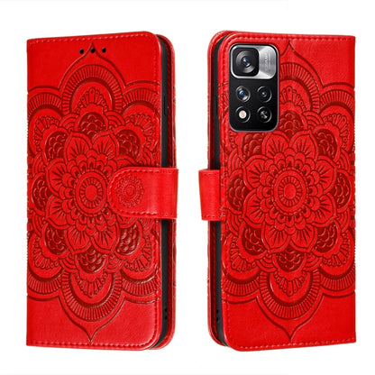 Sun Mandala Embossing Pattern Phone Leather Case with Holder & Card Slots & Wallet & Lanyard, For Xiaomi Redmi Note 11, For Xiaomi Redmi Note 11 Pro