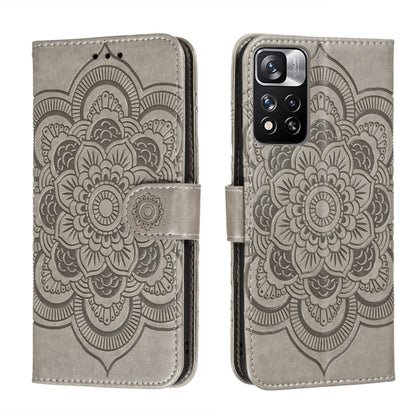 Sun Mandala Embossing Pattern Phone Leather Case with Holder & Card Slots & Wallet & Lanyard, For Xiaomi Redmi Note 11, For Xiaomi Redmi Note 11 Pro