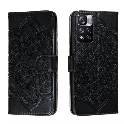 Sun Mandala Embossing Pattern Phone Leather Case with Holder & Card Slots & Wallet & Lanyard, For Xiaomi Redmi Note 11, For Xiaomi Redmi Note 11 Pro